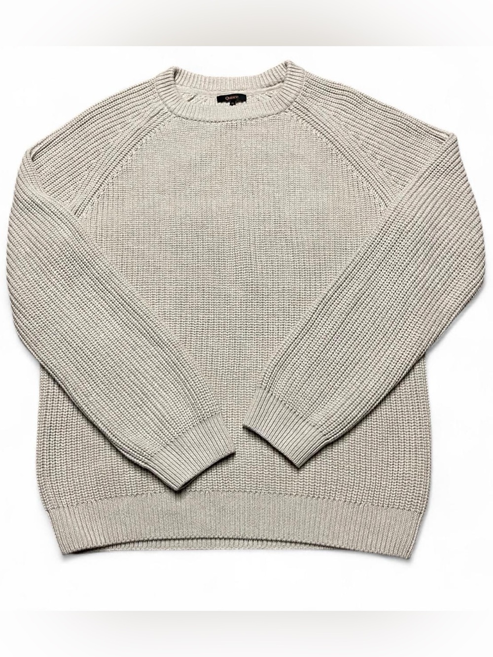 Quince Mens 100% Organic Cotton Fisherman Crew Neck Sweater Beige Oatmeal Sz XL